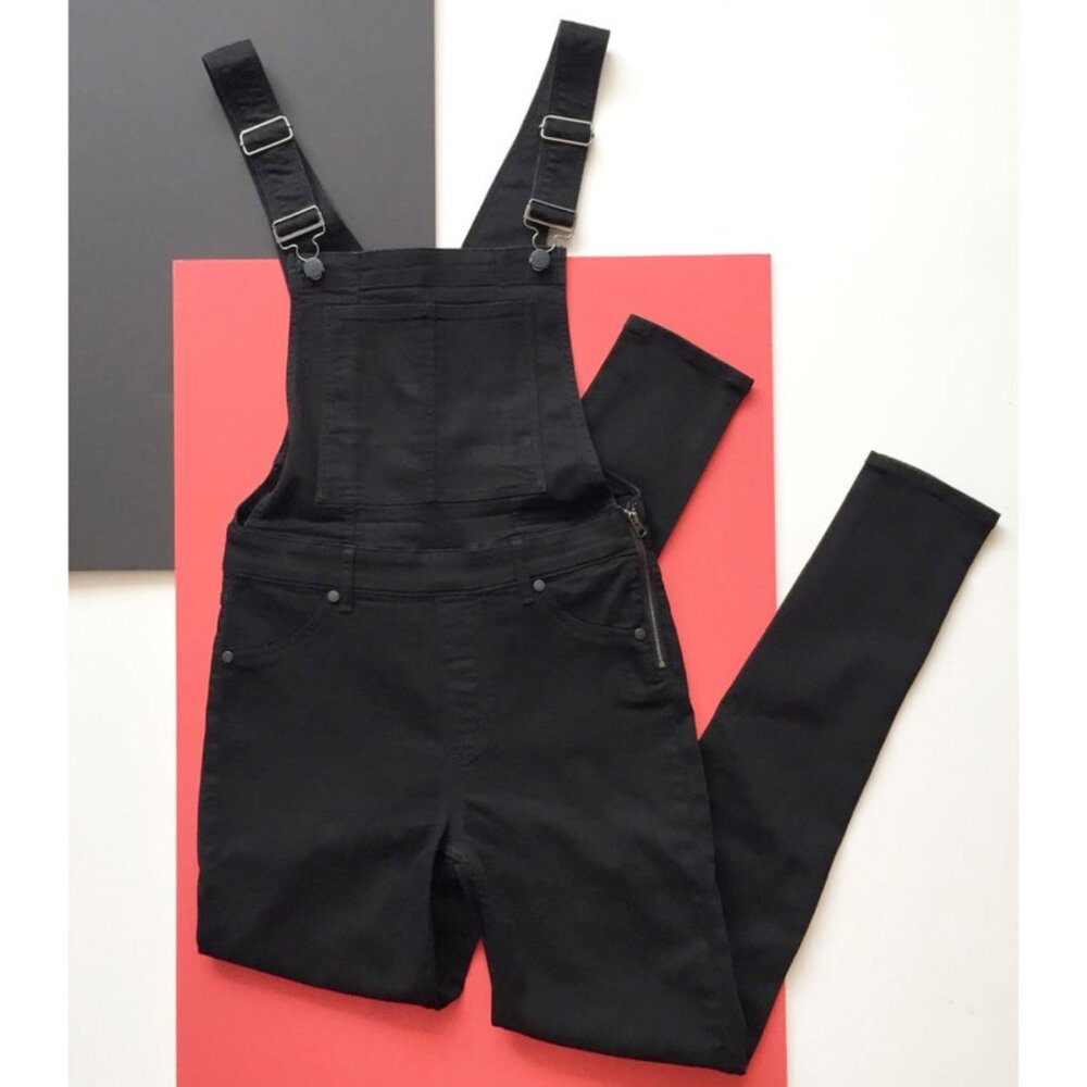CHEAP MONDAY Dungaree Spray Denim Overalls Black Size XS